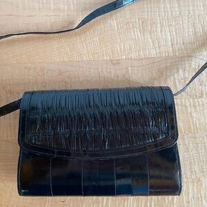 Black genuine eel skin bag